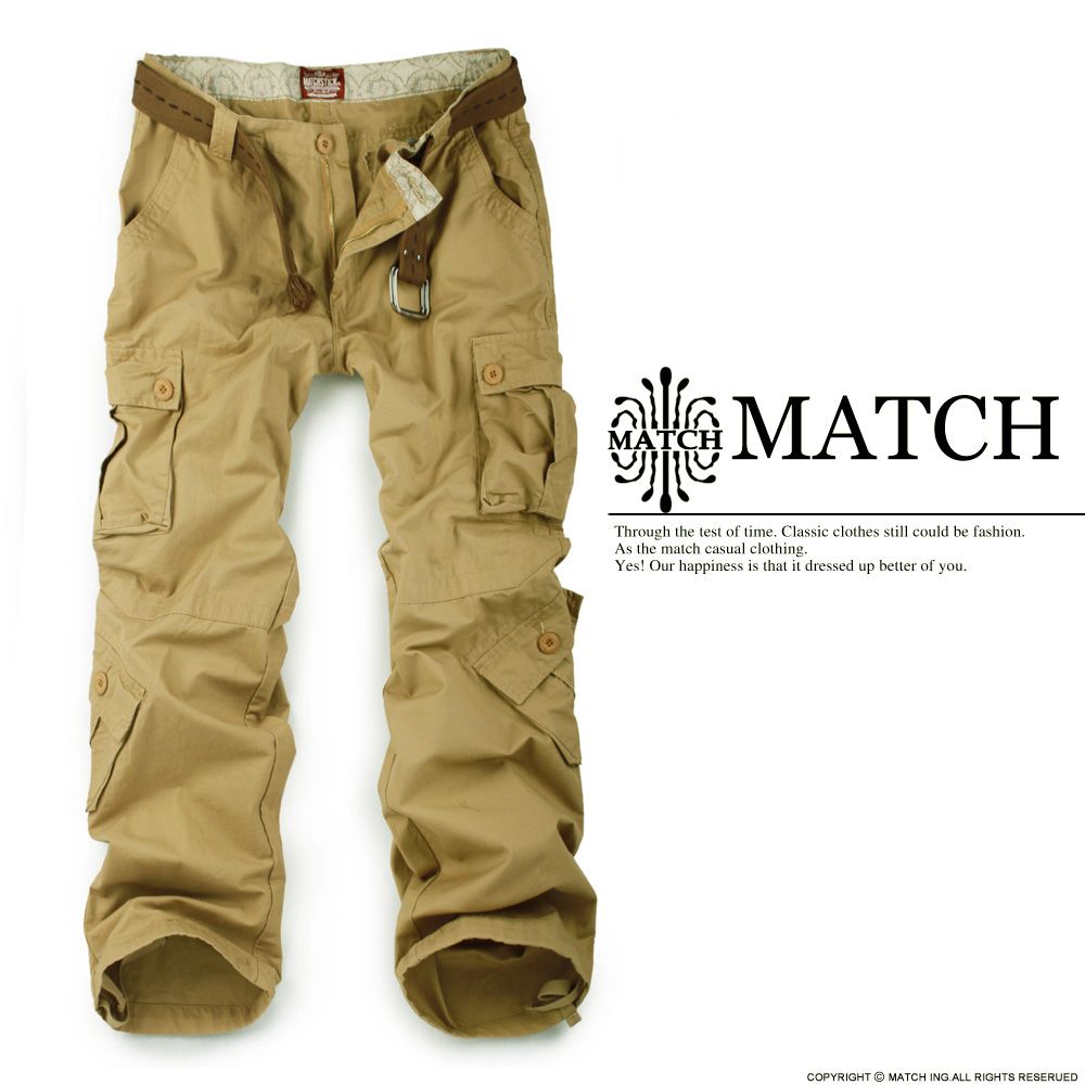 Match Mens Cargo pants loose fit stylish Casual pockets Trousers ...
